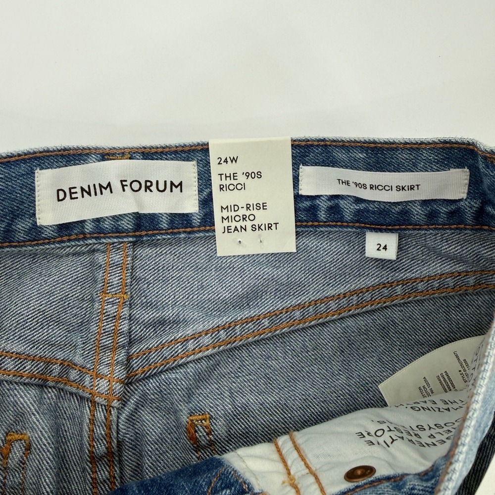 Denim Forum The 90s Ricci Mid-Rise Micro Jean Skirt 24W Blue Taboo 115356 - Picture 3 of 7